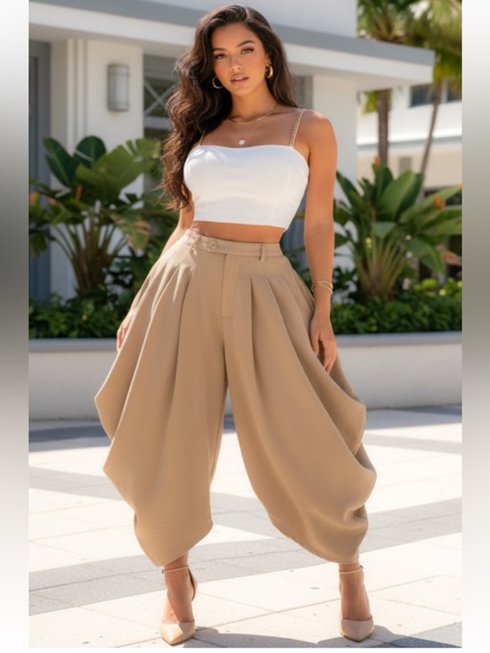 Love Tree Pants - High-Waist Draped Harem Pants
